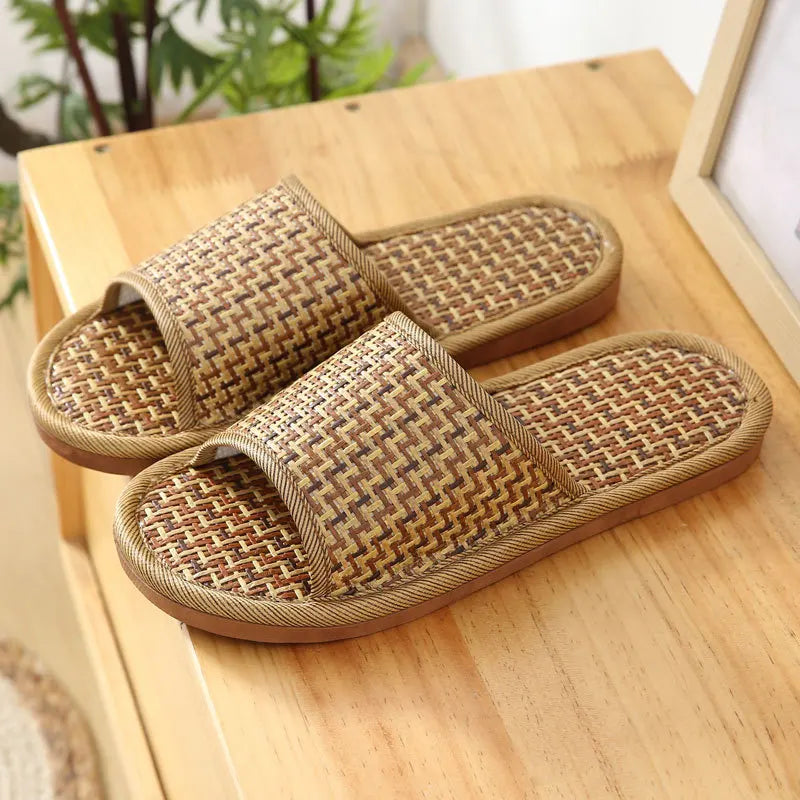 men women Bamboo rattan grass summer home lovers straw mat slippers indoor thickened softwood floor home sandals