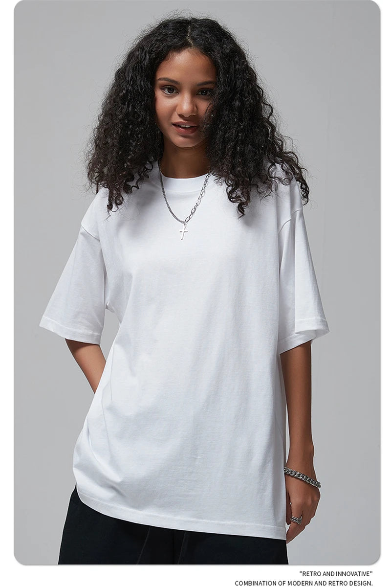 ZODF New 2024 Summer Men Basic 190gsm Cotton T-Shirts Unisex Oversized Comfortable O-Neck T Shirt Brand Tops HY0756