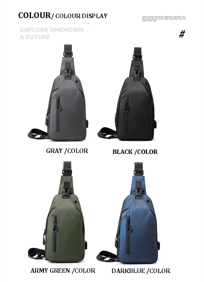 inmindhouse Chest Bag Fashion New Solid Color Men Chest Bag Outdoor Casual Fashion One Shoulder Crossbody Bag