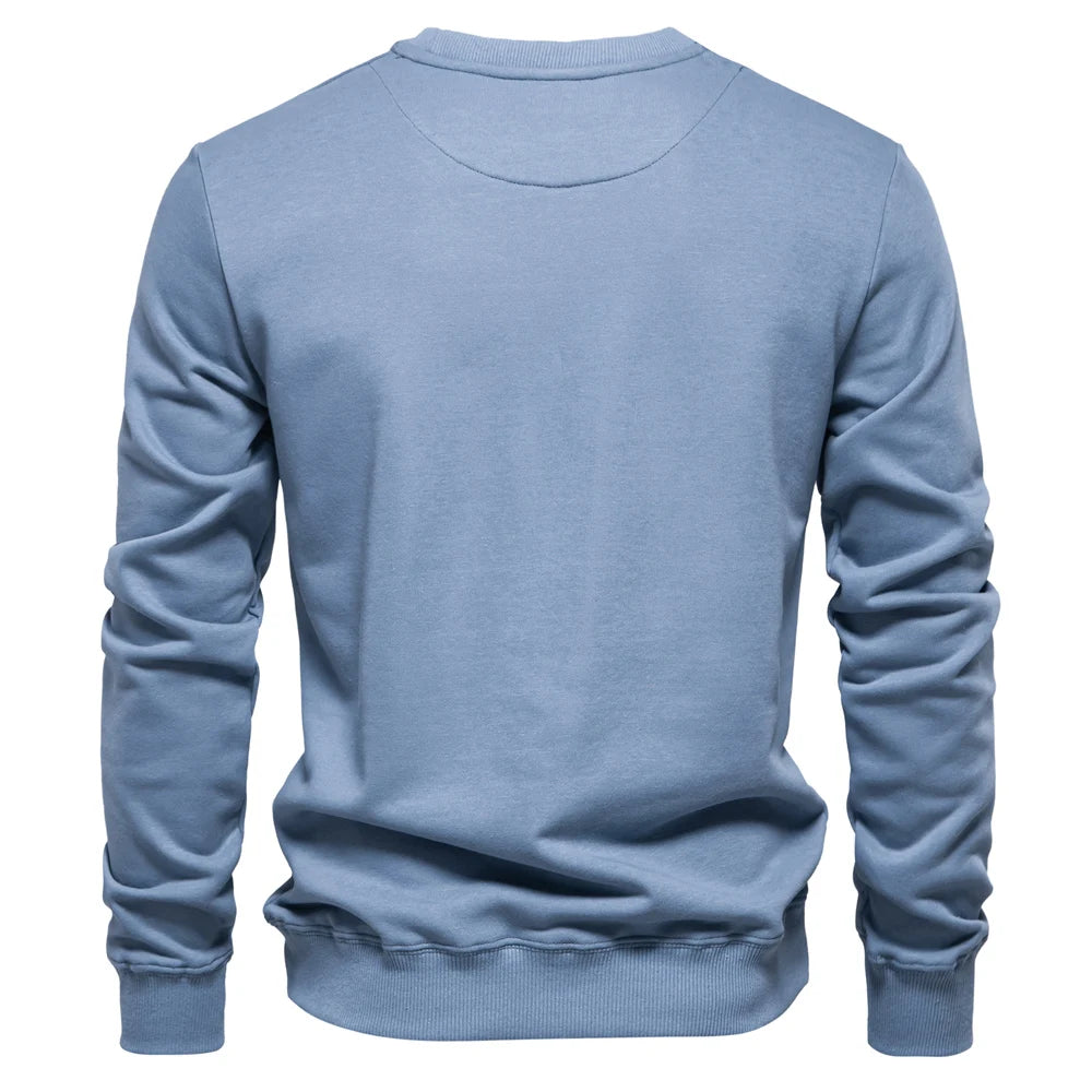 AIOPESON Cotton-blend Mens Crew Neck Solid Color Sweatshirts Pullover Casual Sport Sweatshirt for Men - reetell