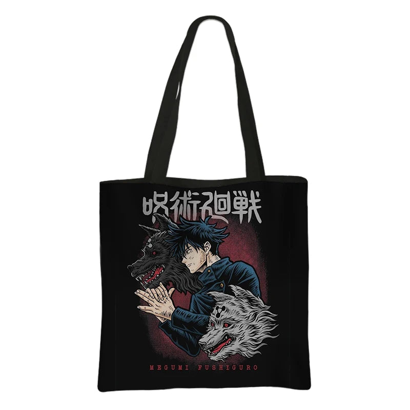 Japanese Anime Jujutsu Kaisen Tote Bags Gojo Satoru Tops Yuji Itadori Girls Shoulder Bag Women Handbag Beach Party Shopping Bag