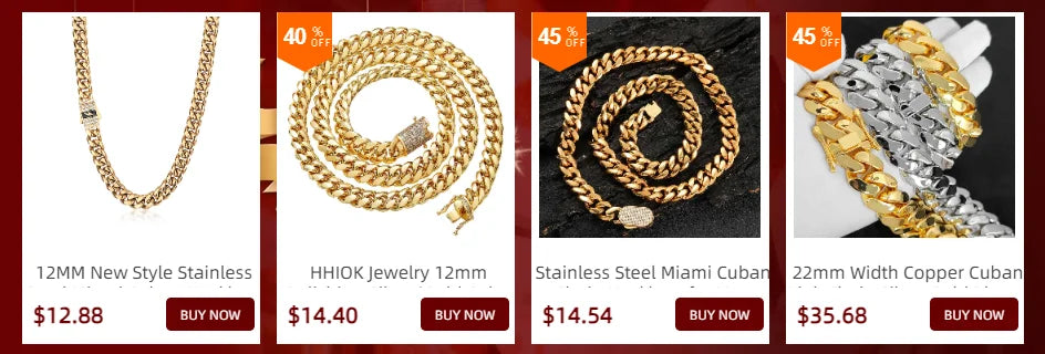 18k Gold Plated Mens Curb Cuban Link Chain Necklaces 316L Stainless Steel Bracelet Hip Hop Jewelry Gifts