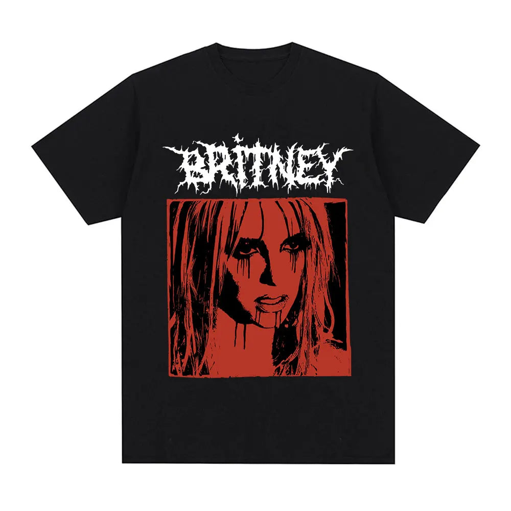 Britney Spears Metal Rock Graphic T-shirt Men Women Fashion Hip Hop T Shirts Harajuku Vintage Short Sleeve Tee Shirt Oversized - reetell