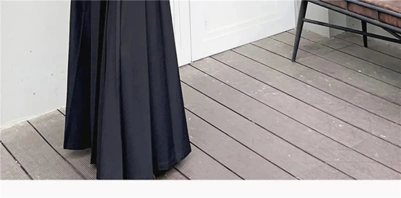 TFETTERS Black Maxi Skirt 2024 Spring/Summer New Low Waist Long Skirts Fashion Retro Casual Pleated Skirts for Women - reetell