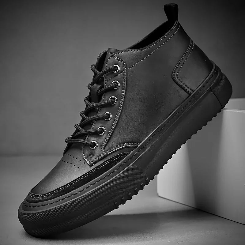 Genuine Leather Mens Sneakers 2024 Luxury Handmade Casual Shoes Designer High Quality Outdoor Walking Shoes Men Skateboard Shoes - reetell