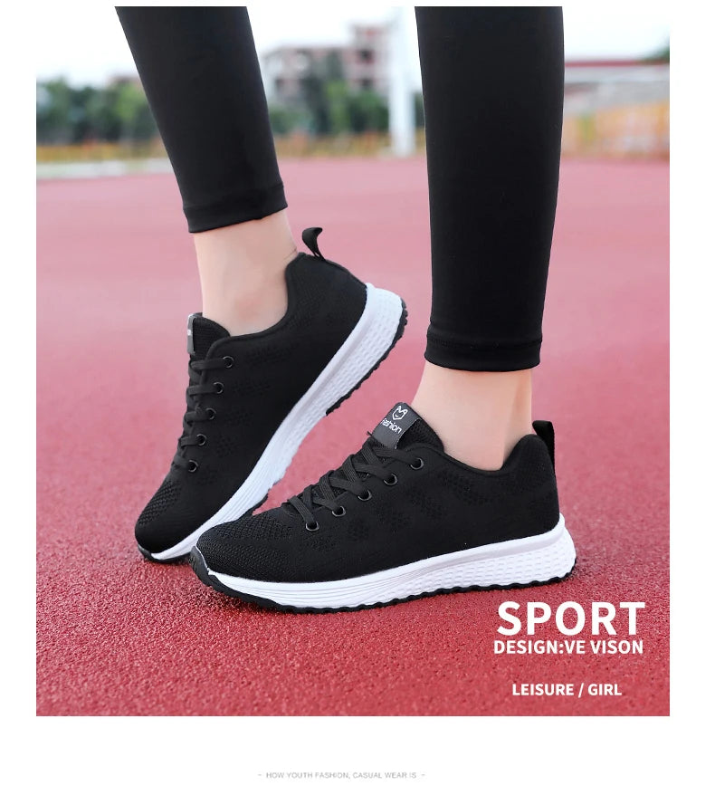 Wedges Shoes for Women Sneakers Mesh Breathable Casual Female Shoes Flat Light Lace-Up Summer Running Shoes Woman Vulcanize Shoe