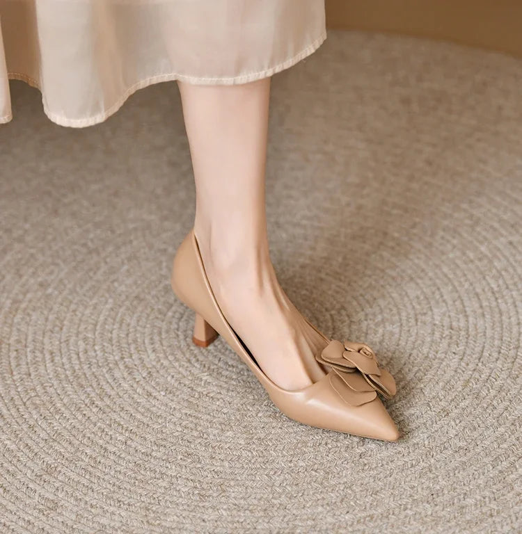 Sexy Luxury Women's Pumps Bow 2024New Fashion Pointed Toe Dress Women Shoes Flowers Party Single Shoes Women High Heels - reetell