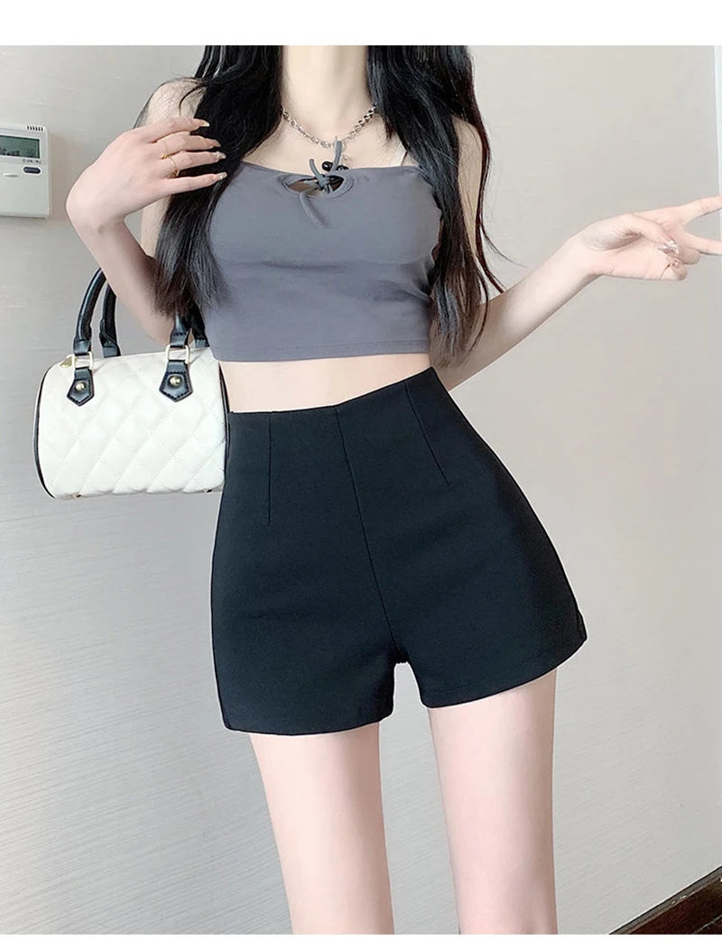 Zoki Pure Cotton Slim Sexy Shorts Women Korean Elegant Casual A Line Shorts Fashion Simple Female All Match Summer White Shorts - reetell