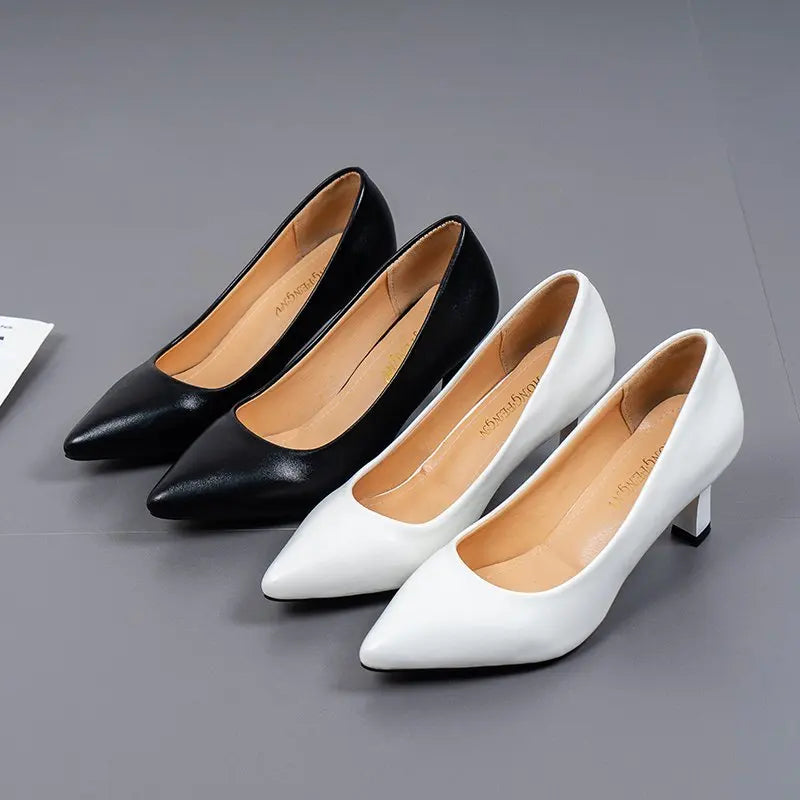 2024 Shoes Women Pumps Pointed Toe Fashion Single Shoes Shallow Casual Medium heels party Office shoes Large Size 38 39 41 - reetell