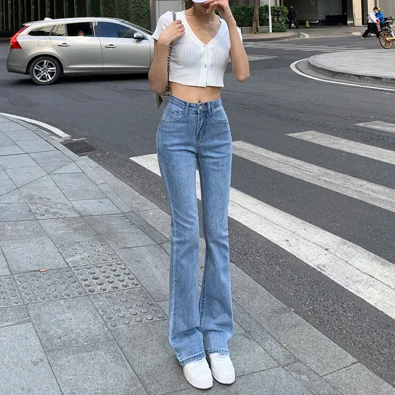 ZOENOVA Women White Vintage Flare Jeans England Style High Street Women's Pants High Waist Denim 2023 Trend pantalones de mujer - reetell