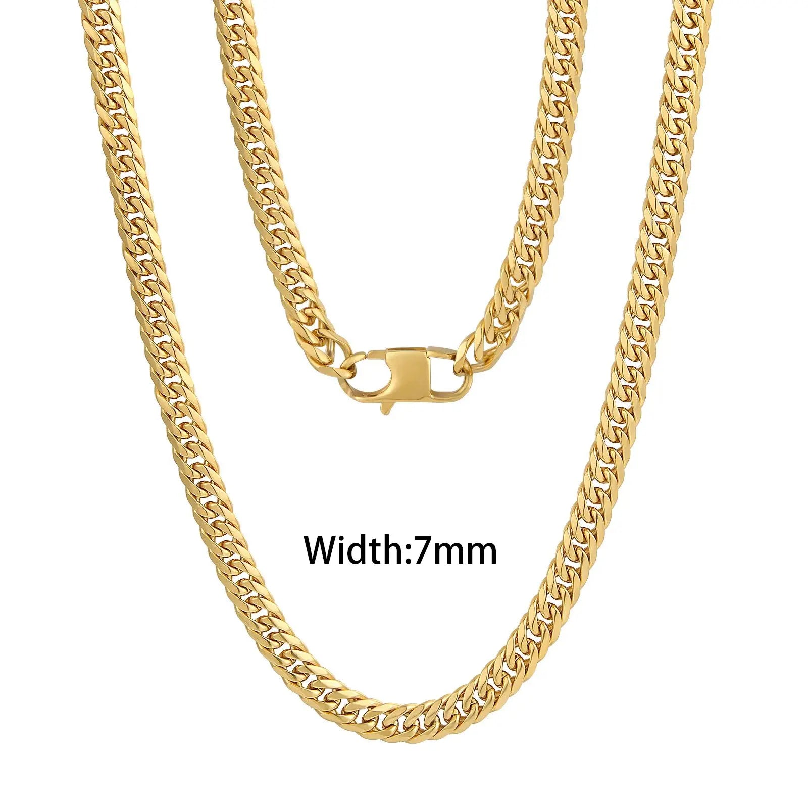 18k Gold Plated Mens Curb Cuban Link Chain Necklaces 316L Stainless Steel Bracelet Hip Hop Jewelry Gifts