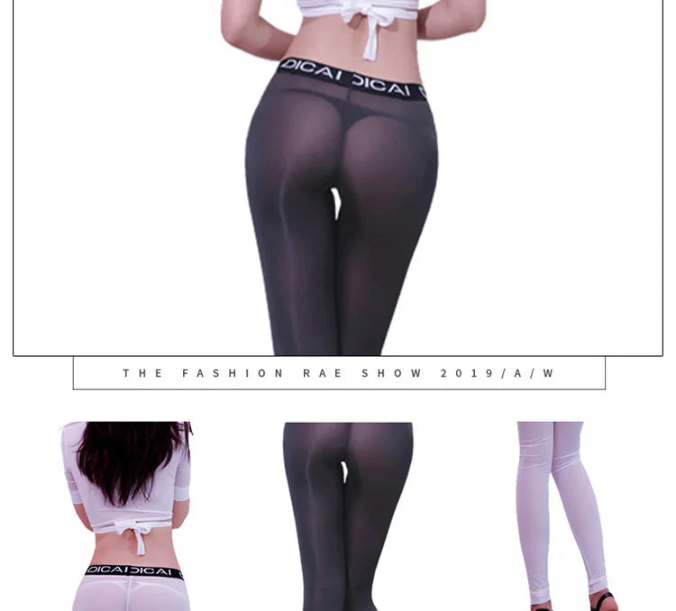 Low Waist Ice Silk Pencil Pants Sexy Women's Wrap Hip Tights High Elastic Transparent Skinny Woman Trousers Lift Butt Clothing - reetell