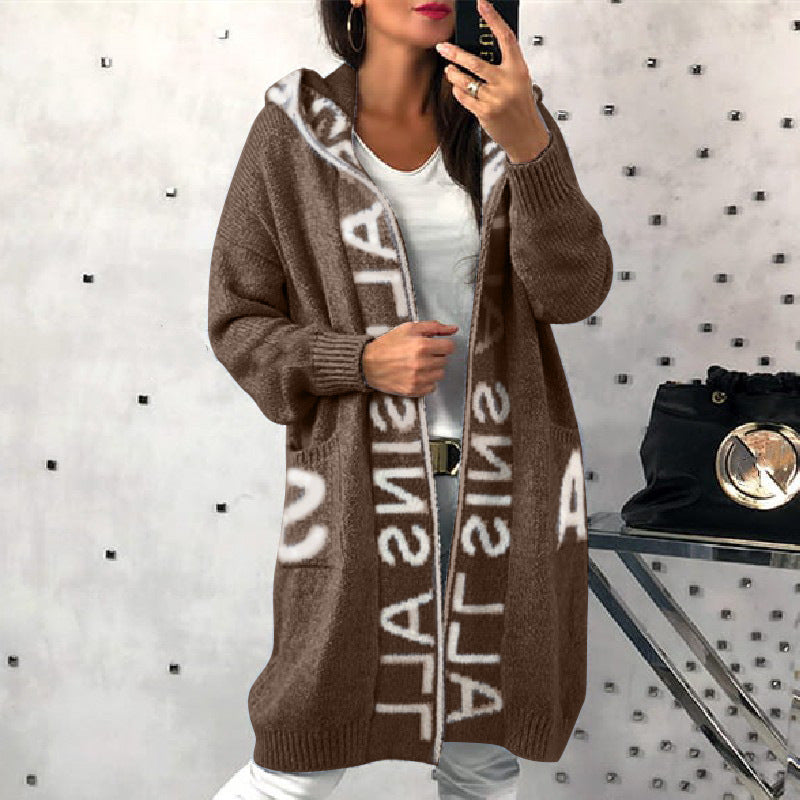 Cardigan Sweater Long Sleeve Pockets Autumn Y2K Sweater Women Cardigan Hooded Knitted Sweater Coat Casual Cardigan - reetell