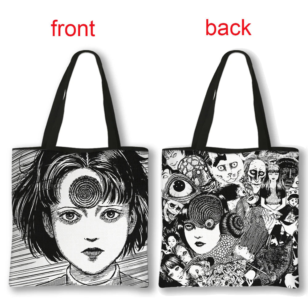 Horror Manga Tomie Women Handbag Large Capacity Totes Bag Hip Hop Junji Ito Shoulder Bag for Travel Girls Reusable Shopping Bags