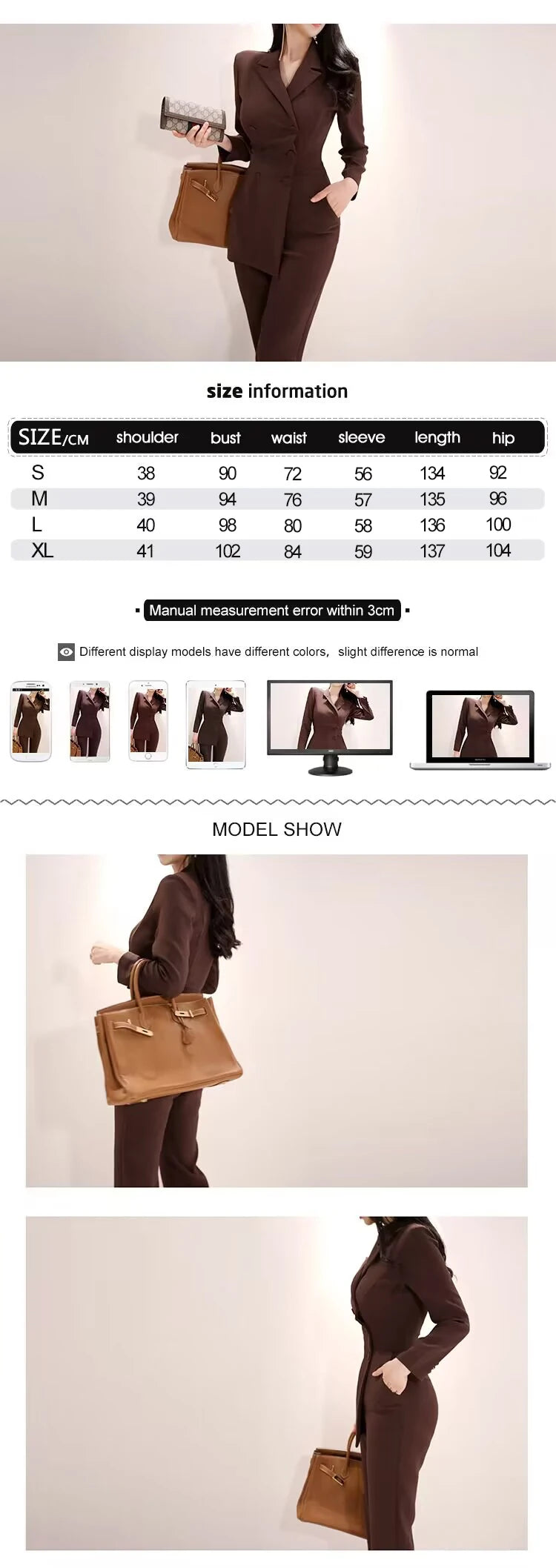 Fashion Elegant Long Jumpsuit Women Professional Chic Notched Collar Double Breasted Pockets Pants Mujer Slim Romper Office Lady