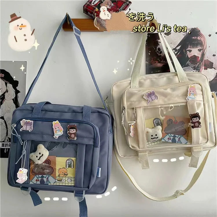 Japanese High School Girls JK Bag Transparent Handbags Book Bag Satchels Shoulder Bag Itabag Big Crossbody Bags Women Ita bag