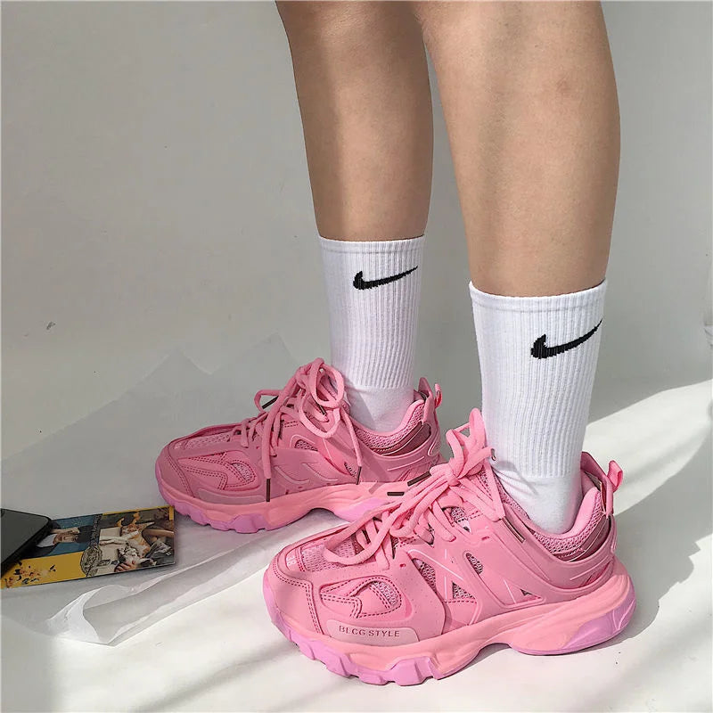 Women's Pink Chunky Running Shoes Sneakers Men Athletic Sports Sneakers Zaptillas Deporte MujerTracking Shoes Chaussure Homme