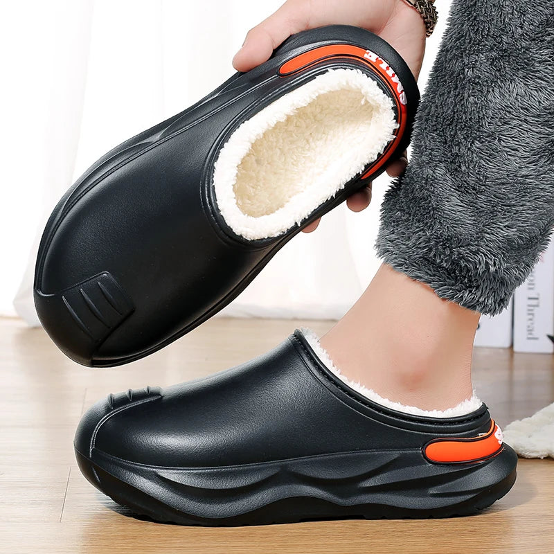 High Quality Winter Men's Warm Slippers Cotton Slippers Outdoor Indoor Warm Shoes Non-slip Mens Home Bedroom Plush Warm Slippers