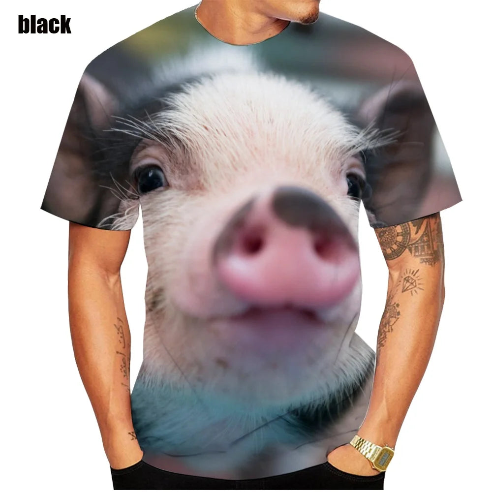 2022 Popular Novelty Animal Pig 3d Printing T-shirt Funny Pig Casual Summer Top Breathable and Comfortable Soft T-shirt