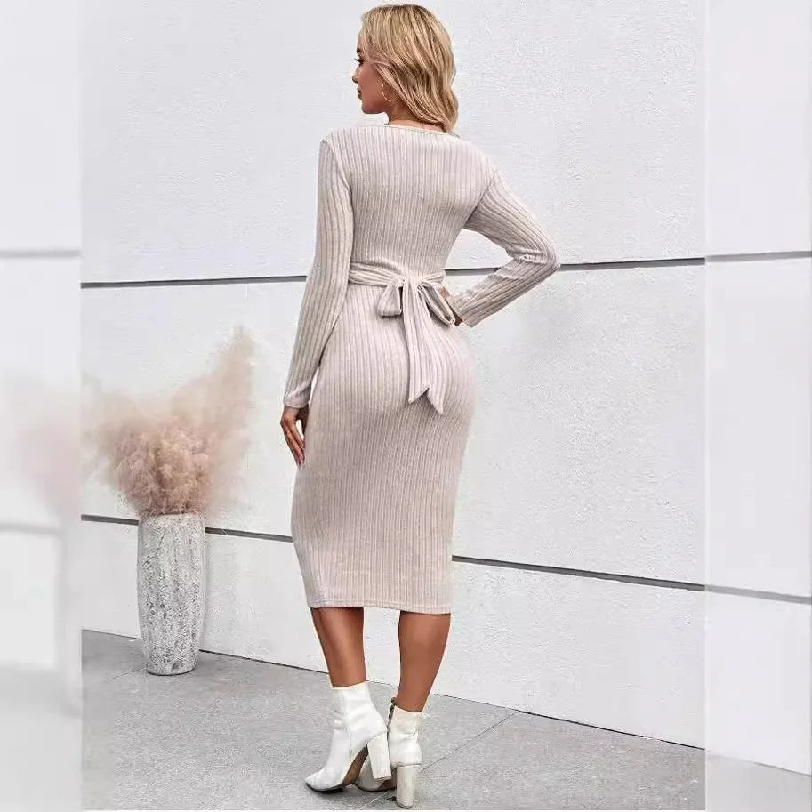 Autumn Winter American Casual Across Ties  A Line Slim Dress Maternity Elegant A Line Hot Clothes for Pregnant Women Pregnancy