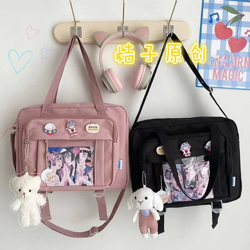 Japanese High School Girls JK Bag Transparent Handbags Book Bag Satchels Shoulder Bag Itabag Big Crossbody Bags Women Ita bag