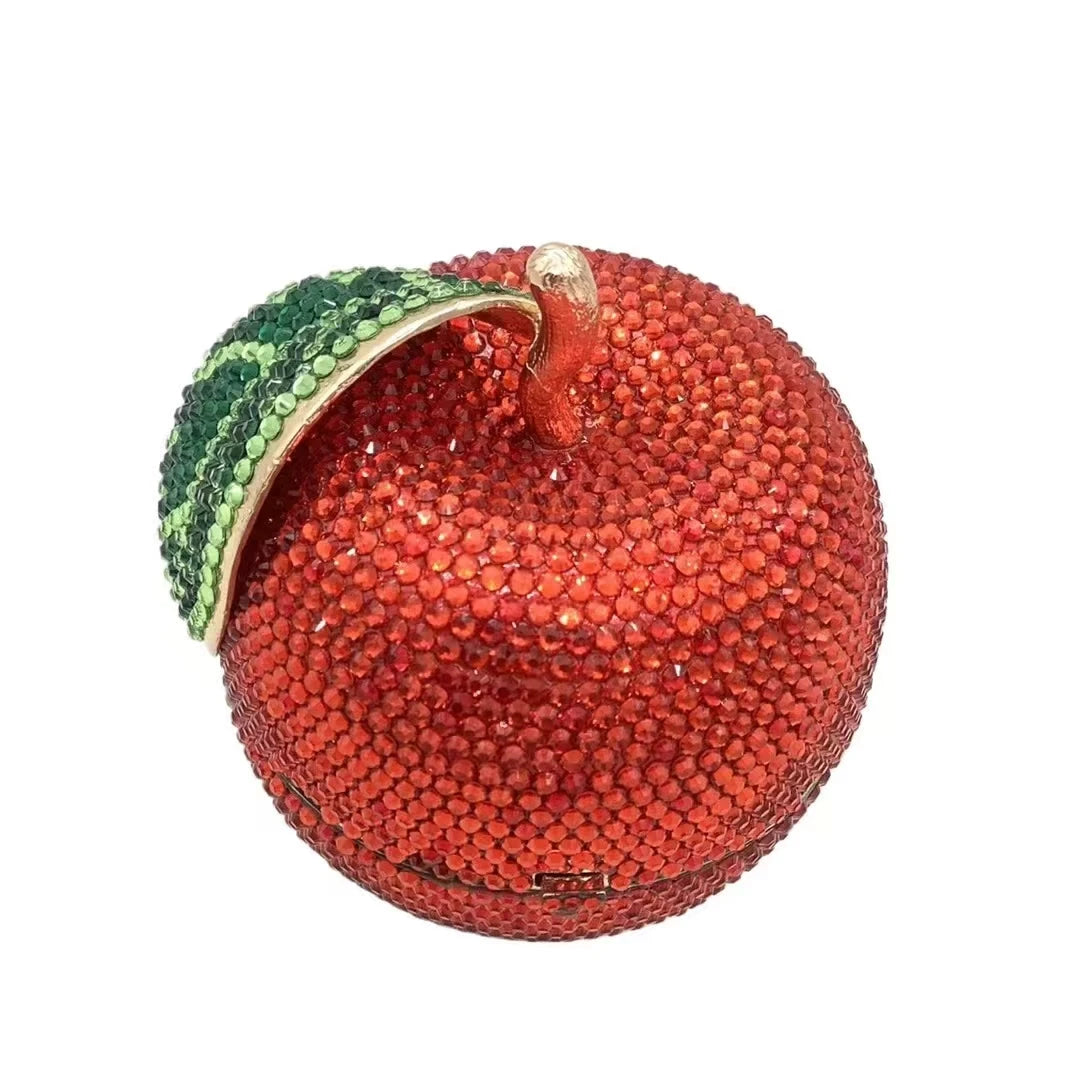 XIYUAN Apple Fruit Crystals Evening Clutch Bags Women Gems Shoulder Bags Bling Diamond Metal Clutch Purses Wedding Party Purse