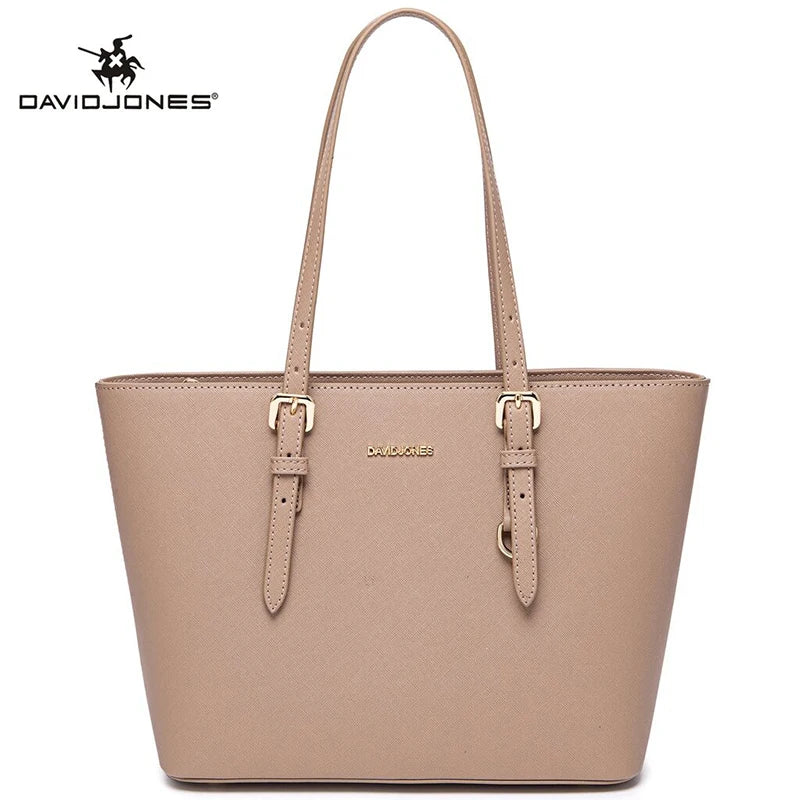 David Jones Trendy Women's Simple Atmosphere Tote Bag Small Popular Design Solid PU Leather Large Capacity Fashion Shoulder Bag - reetell