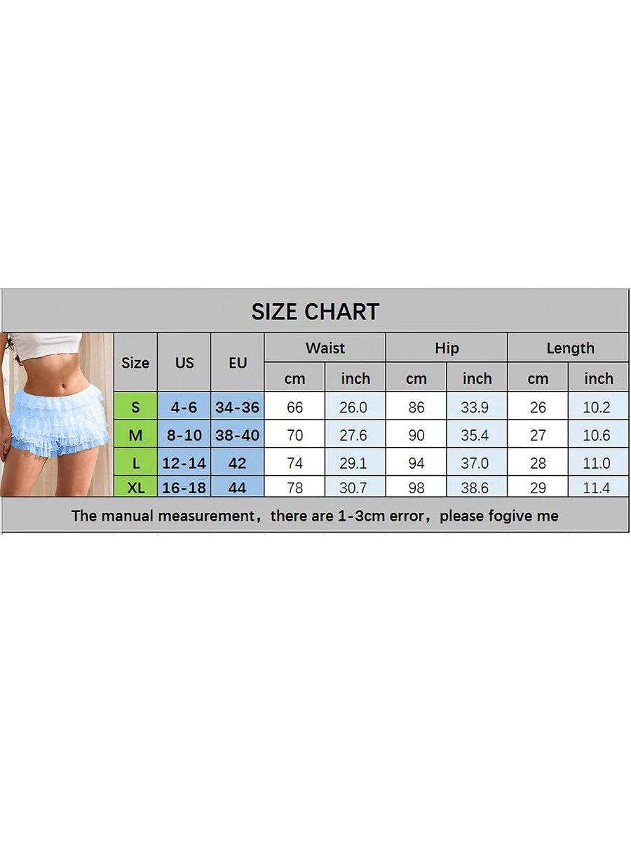 Women Lace Bloomers Shorts Layered Ruffles Solid Color/Print Elastic Waist Short Pants Casual Summer Vacation Beach Streetwear - reetell