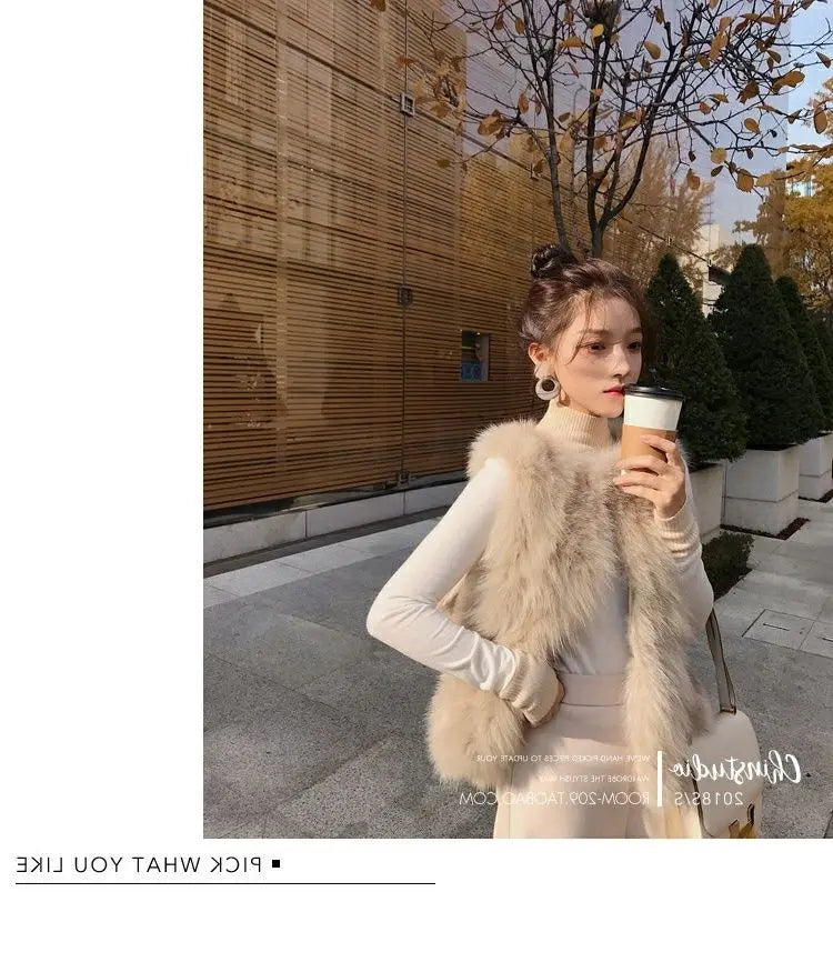 2024 Newest Fashion Quality Fur Vest Coat Warm Women's Vests Winter Furs Fox s Jacket for Women - reetell