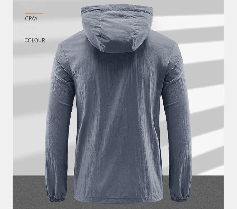 Summer Outdoor Quick Dry Sun-Protective Thin Jacket Men Hiking Fishing Cycling Hooded Gym Sport Windbreaker Ultra Light Coats - reetell