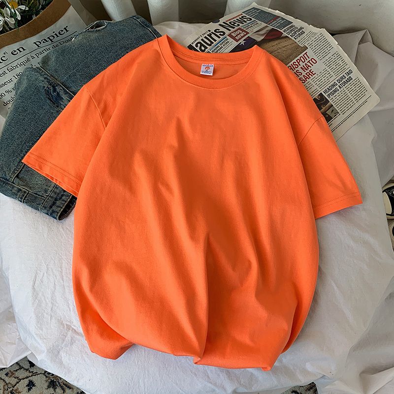 100% Cotton Half Sleeve Men Women Summer T-shirt Fashion Solid Color Simple O Neck Tops Loose Casual Basic Short-sleeved