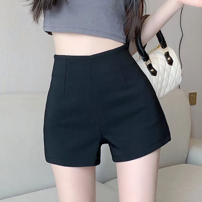 Zoki Pure Cotton Slim Sexy Shorts Women Korean Elegant Casual A Line Shorts Fashion Simple Female All Match Summer White Shorts - reetell