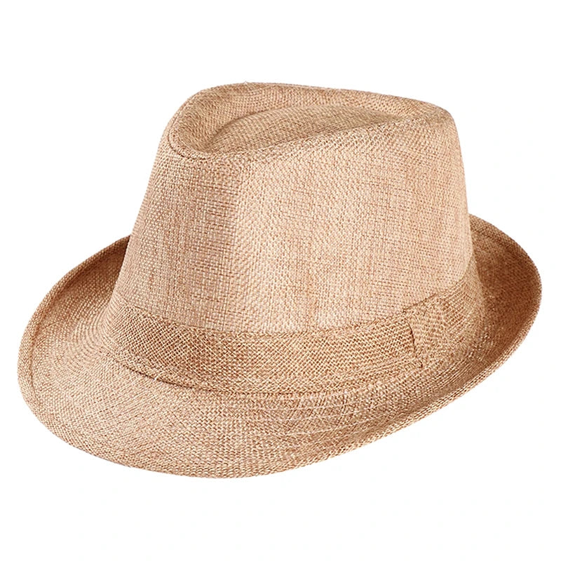 Men Women Fashion Jazz Hat Breathable Linen Cowboy Caps Straw Weave Sun Hats Summer Retro Chapeau Fedoras 1920s Classic Panama