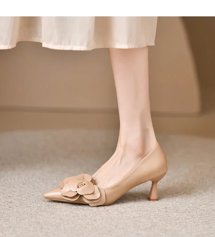 Sexy Luxury Women's Pumps Bow 2024New Fashion Pointed Toe Dress Women Shoes Flowers Party Single Shoes Women High Heels - reetell