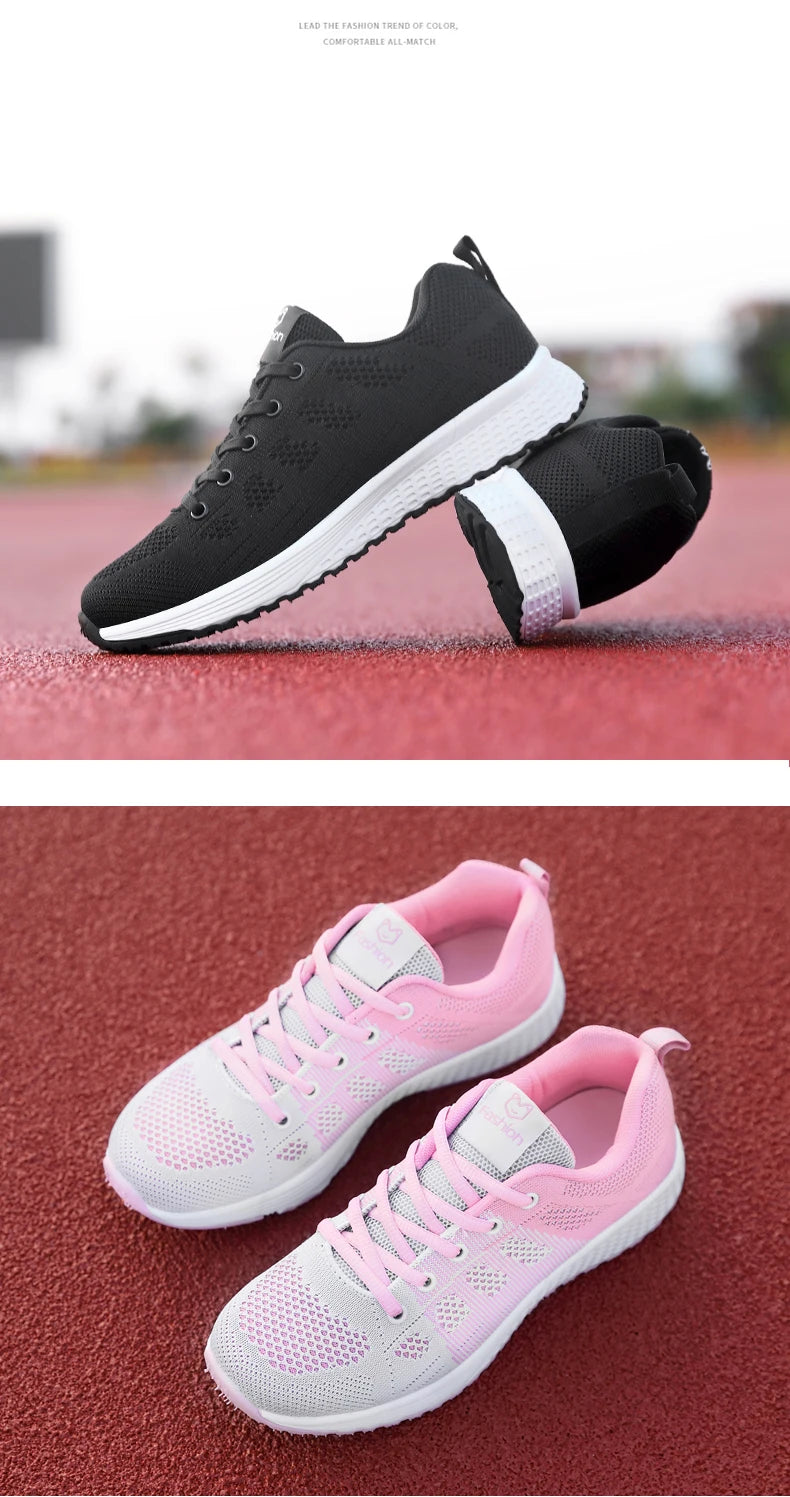 Wedges Shoes for Women Sneakers Mesh Breathable Casual Female Shoes Flat Light Lace-Up Summer Running Shoes Woman Vulcanize Shoe