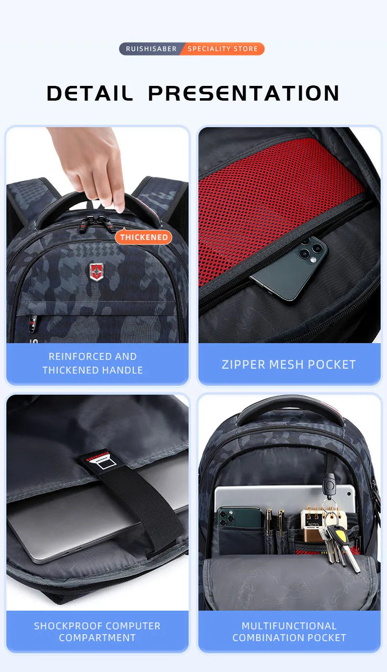 2024 New Waterproof Man Backpack Fit 17inch Laptop USB Charging Backpack Women Oxford Travel Male Bag Vintage School Bag Mochila