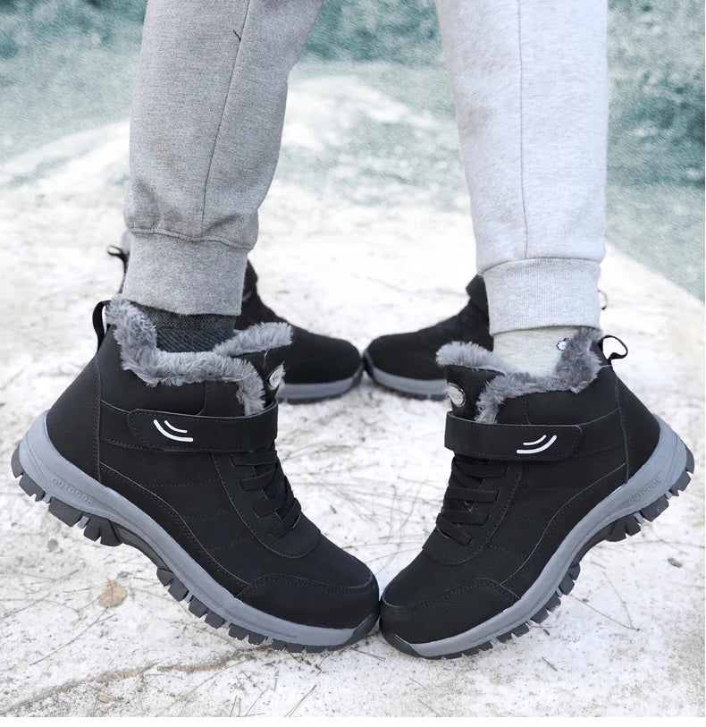 Winter Women Snow Boots Warm Plus Velvet Men Cotton Shoes Windproof Women's Boots Comfortable Casual Shoes Non-slip Hiking Boots - reetell