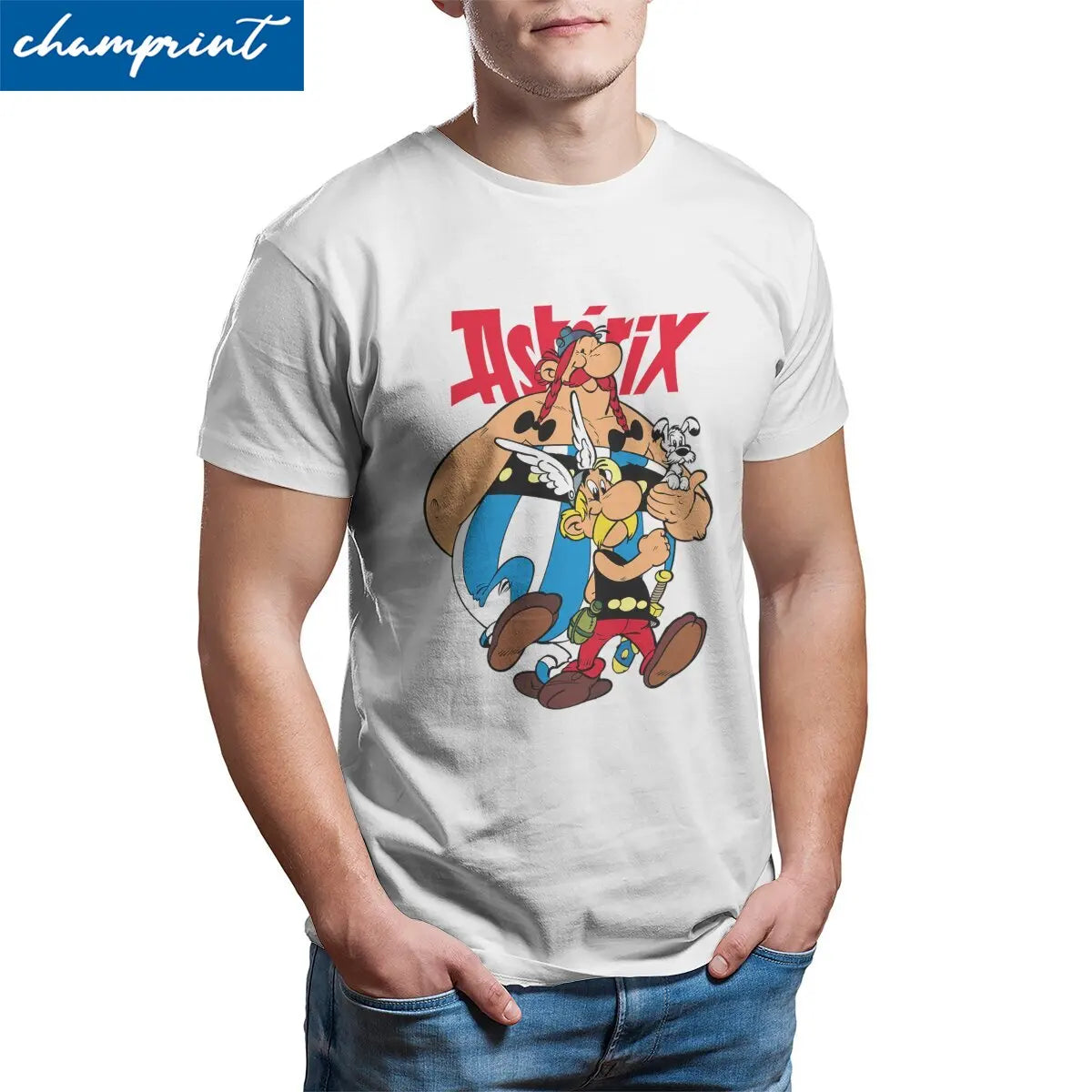 Asterix Obelix T-Shirts Men Cute Cartoon Funny Cotton Tees Crewneck Short Sleeve T Shirts Printed Clothes - reetell