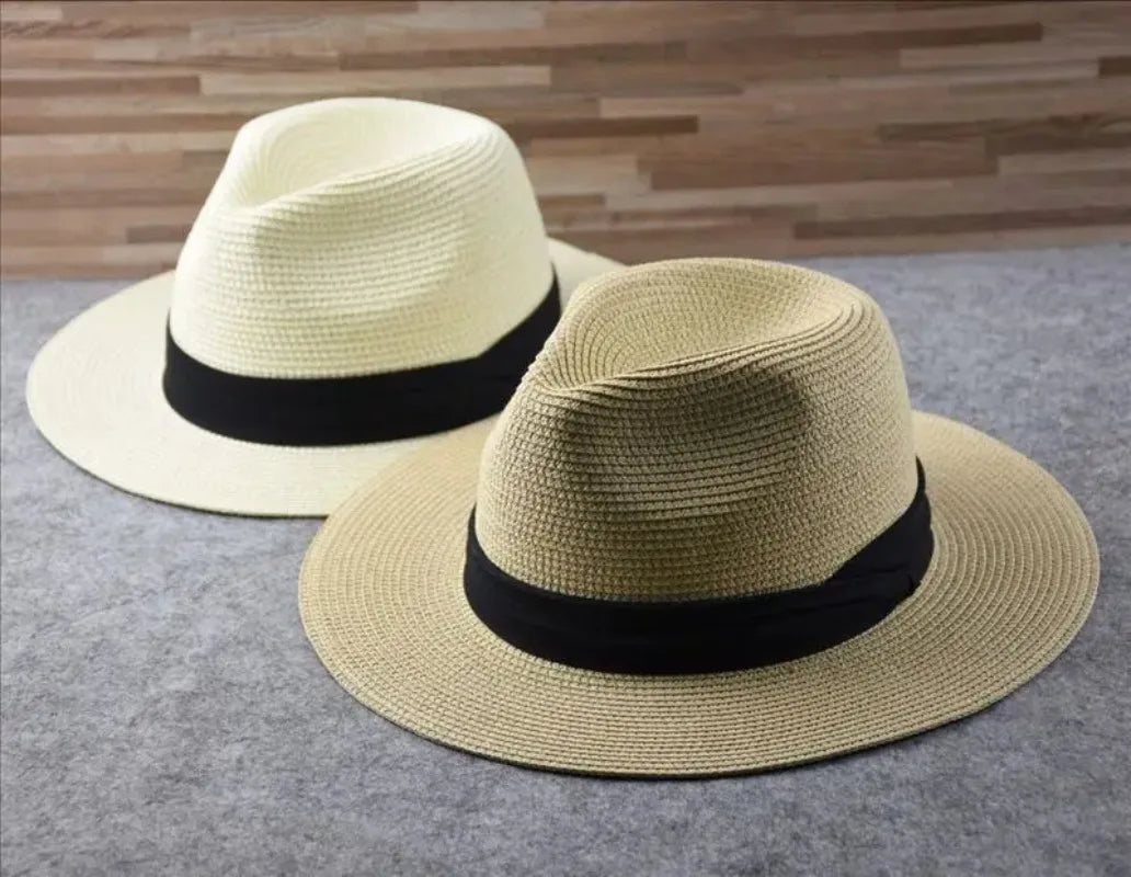 Large Size XL61-64cm Panama Hats Men Women Beach Wide Brim Straw Hat Lady Summer Sun Hats Plus Size Fedora Hat 55-57cm 58-60cm