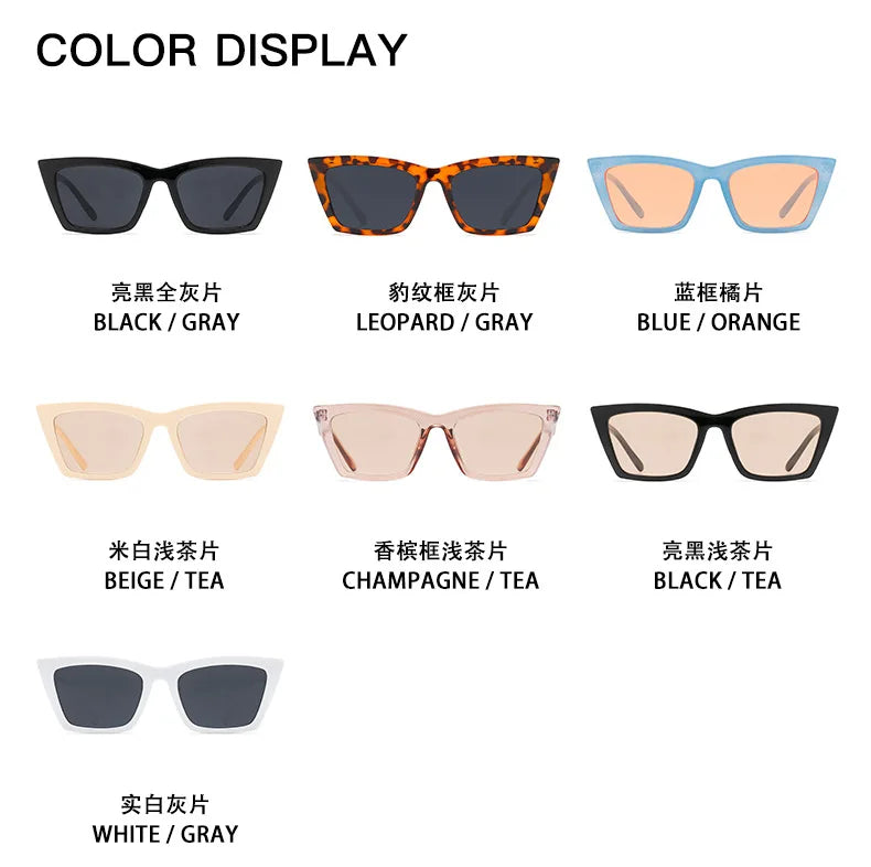 INS Vintage Cat Eye Sunglasses Women Square Small Frame Sun Glasses Female Brand Designer Retro Shades Fashion Oculos De Sol - reetell