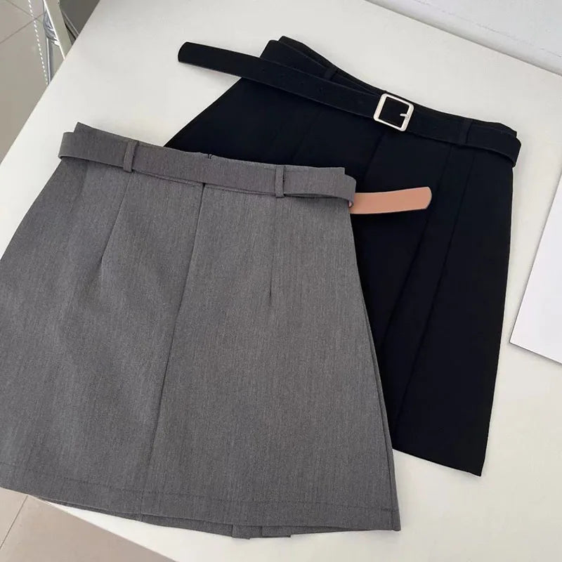 Lucyever Preppy Style A-Line Skirt for Women Summer New High Waist Black Gray Pleated Skirts Female Casual Student Mini Skirts - reetell