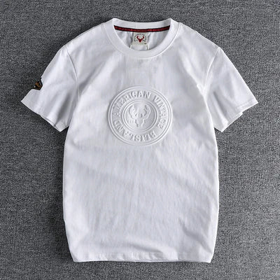 Summer New Japanese Retro Short Sleeve O-neck 3D Letter Printed T-shirt Men's Fashion 100% Cotton Washed Old Loose Casual Tops