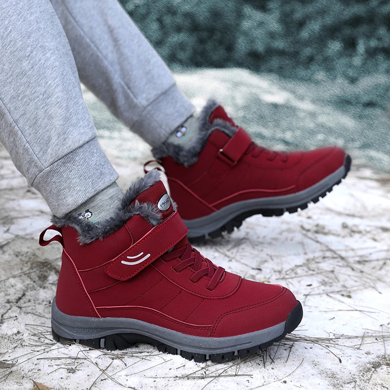 Winter Women Snow Boots Warm Plus Velvet Men Cotton Shoes Windproof Women's Boots Comfortable Casual Shoes Non-slip Hiking Boots - reetell