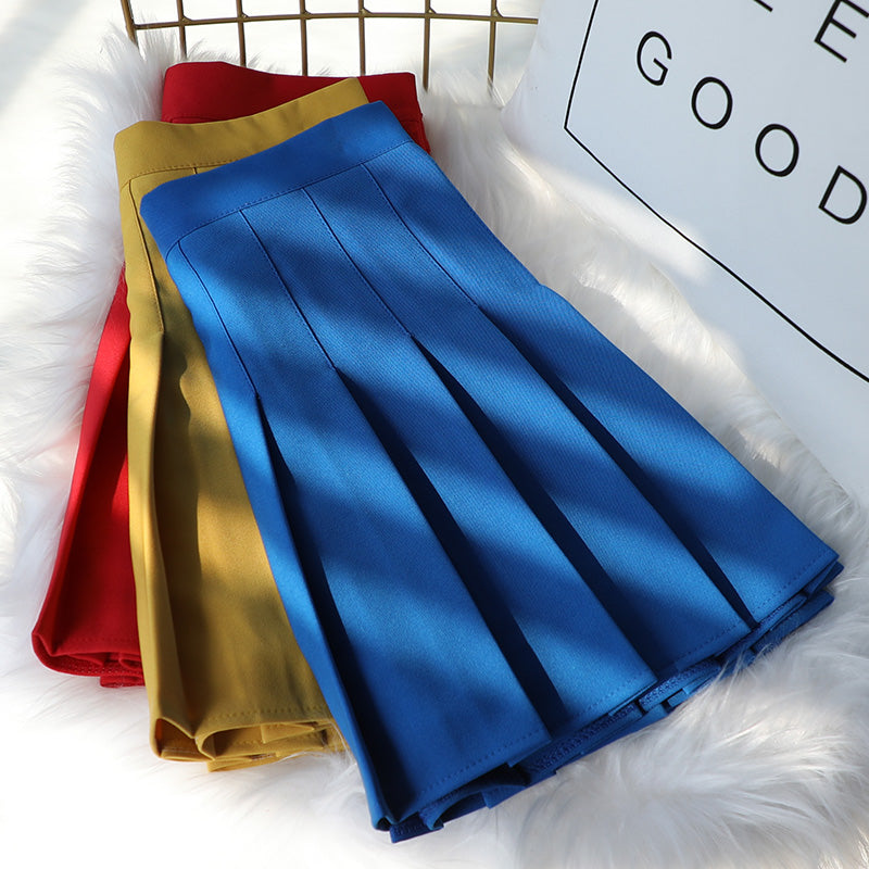 Black Pleated Skirts High Waist A-Line Woman Clothing Korean Autumn School Uniform Harajuku Short Blue Skirt for Girls Dance - reetell