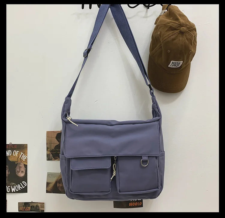 Korean Ulzzang Messenger Bag Women New 2023 Nylon Bags Multipockets Crossbody Bags For Women School Book Shoulder Bag Girls Sac - reetell