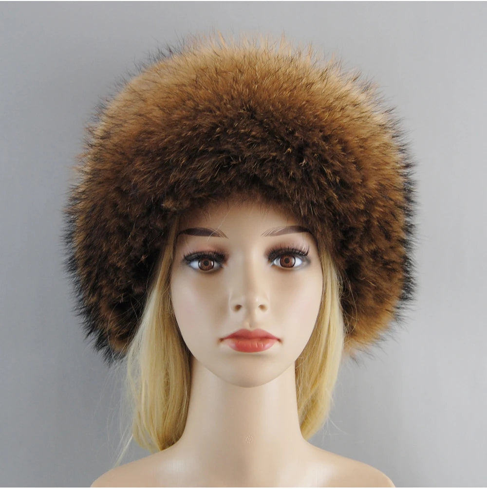 2024 Russian Style Female Round Cap Fashion Real Fur Hats Natural Fox Fur Women Winter Warm Bomber Hat Fluffy Popular Beanies - reetell