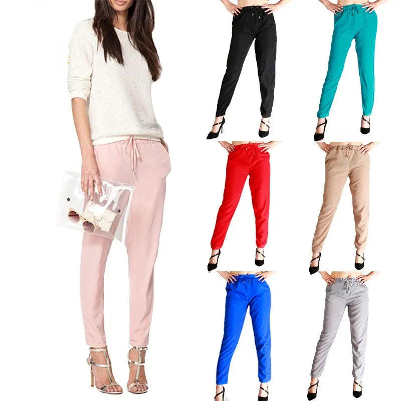 Summer Women Harem Pants 2024 Casual Pink Female Loose Chiffon Pants Girl Elastic Joggers Women Waist Trousers Pantalones Pant - reetell