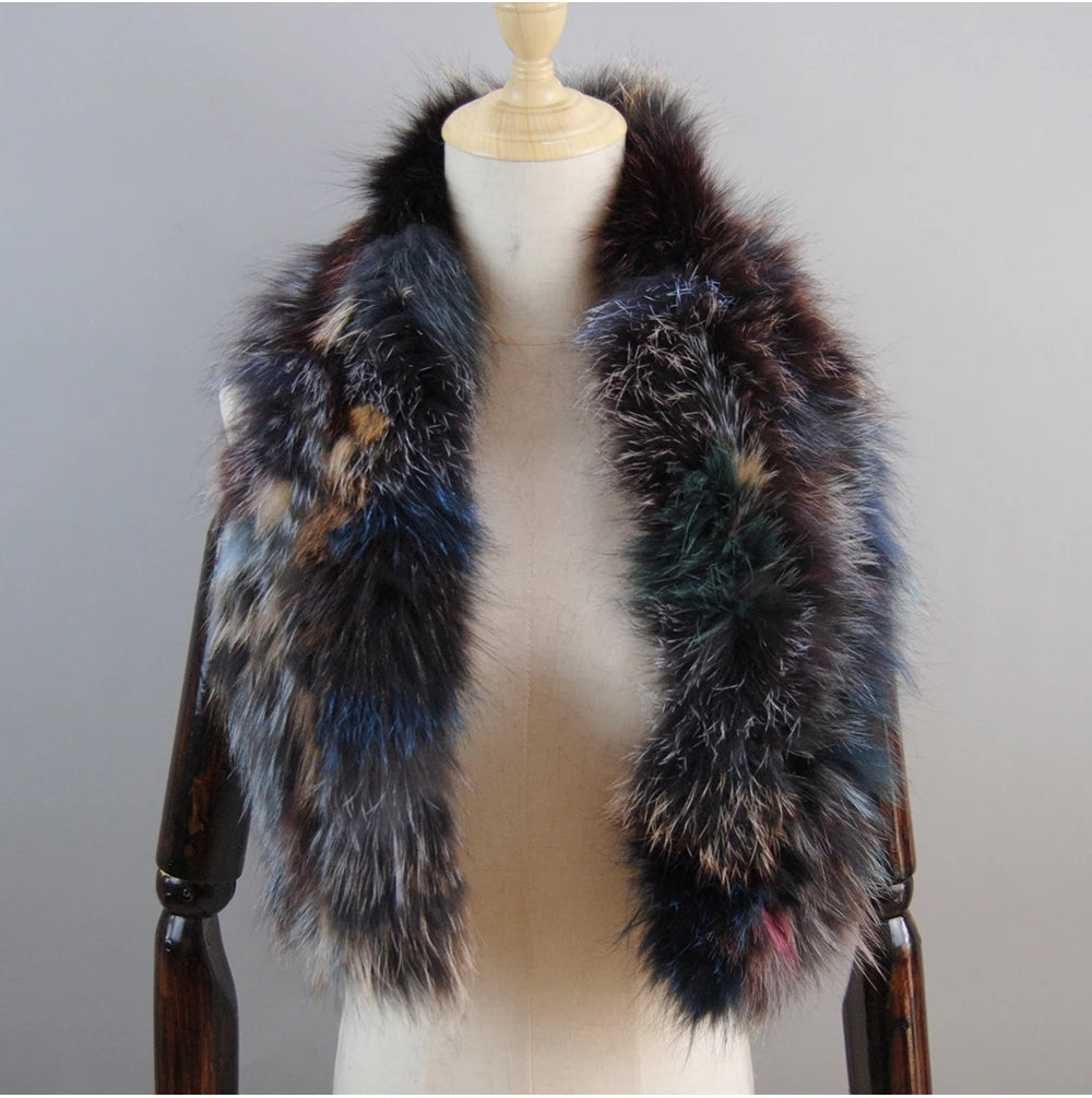 2024 New Women Winter Warm Natural Fox Fur Scarf Ring Knit Real Fox Fur Lady Fashion Neckerchief Scarves Women Real Fur Bandana - reetell