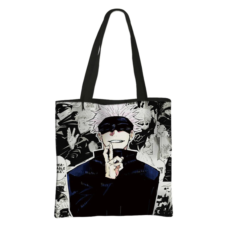 Japanese Anime Jujutsu Kaisen Tote Bags Gojo Satoru Tops Yuji Itadori Girls Shoulder Bag Women Handbag Beach Party Shopping Bag