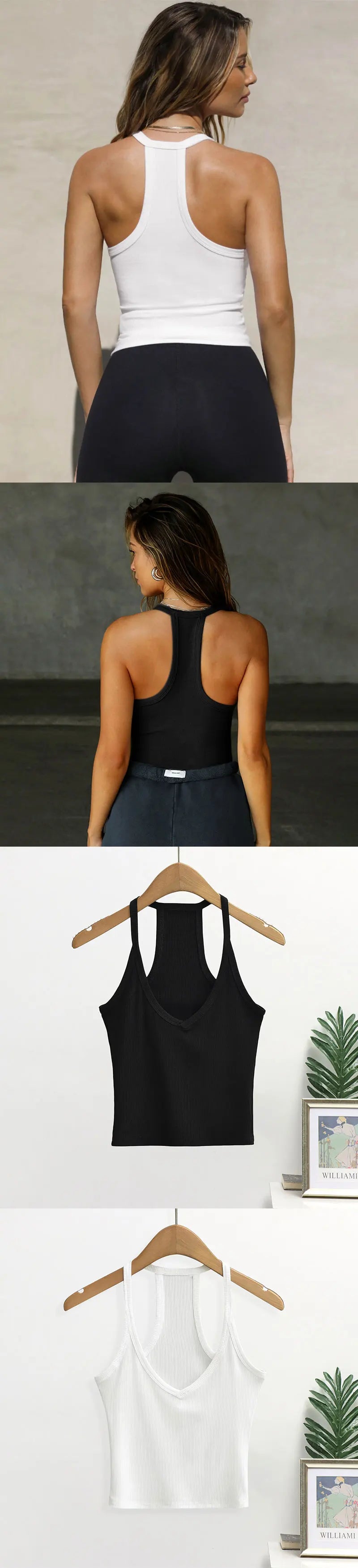 New Summer Women's Knitted Vest Europe And The United States Halter Solid Color Sexy Slim Top Fashion Brand With A Base Shirt - reetell